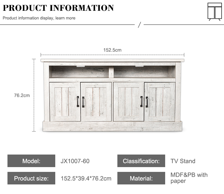 2022 armoire en bois rustique de support du style français moderne TV pour le salon