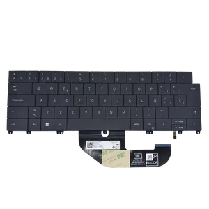 لوحة مفاتيح لابتوب بإضاءة خلفية وتصميم إسباني من SP للكمبيوتر ديل XPS 13 Plus 9320 PK133OM2A21 0RNK14 جديد