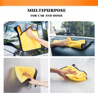 Vente Flash Serviette Professionnelle Double Couche en Polaire Corail à Bordure Jaune et Grise Séchage Rapide Vente en Gros