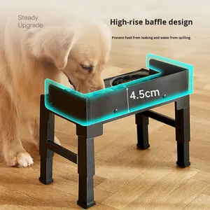 Bols surélevés pour chiens à hauteur réglable avec mangeoire lente 2-en-1 en acier inoxydable pour chiens de taille moyenne à grande - Product Image 2