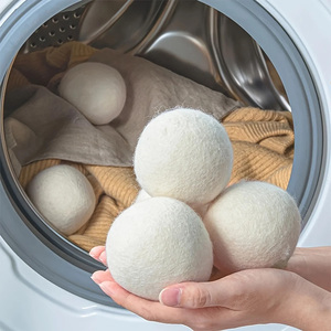 Boules de séchage en laine avec logo personnalisé, réutilisables, adoucissant naturel de qualité supérieure, séchage plus rapide des vêtements, essentiels pour l'organisation de la buanderie - Product Image 2