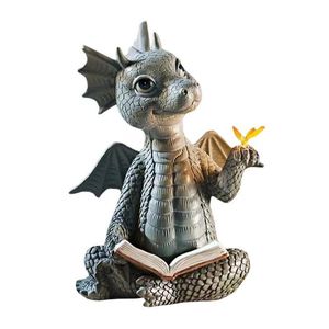 Witt Nueva Figura de Resina de Dinosaurio Escalando por Ventana, Escultura Artesanal Pintada a Mano, Adorno de Jardín con Diseño de Libro Abierto - Product Image 5