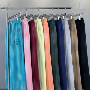 Pantalon de survêtement vintage en coton épais délavé à l'acide, coupe ample, jambe large, taille mi-haute, avec logo personnalisé, étiquette tissée, style sportif en molleton, élastique - Product Image 5