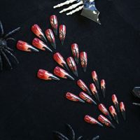 Nouveaux Styles Flamme Wasteland Demon Magnifique Faux Ongles Art Halloween Vacances 24PCS Long Stiletto Press Ons Ongles