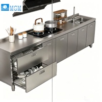Station de travail de cuisine modulaire en acier inoxydable 201/304, capacité de charge de 300 kg/m, design à montage au sol pour cuisines