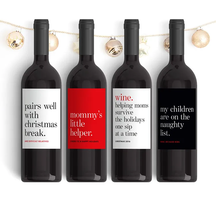 Private Packaging Die Cut Custom Logo Printing Embossed Private Wedding Red Wine Bottle Labels Sticker Rolls For WIne Bottle