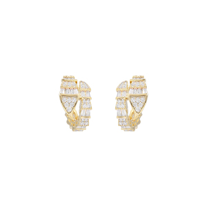 <span class=keywords><strong>Orecchini</strong></span> a Cerchio KAVNAR in Ottone Placcato <span class=keywords><strong>Oro</strong></span> 14K con Zirconia Cubica e <span class=keywords><strong>Serpente</strong></span> in Argento 925 per Donne - Product Image 3