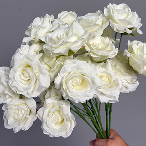 Flores Artificiales de Seda KIKI, Serie Blanca, Realistas, Hechas a Mano, Modernas, para Arreglos de Boda, Decoración de Mesa para el Hogar - Product Image 1