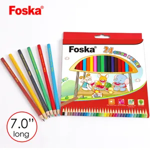 Foska 7.0 ''24 色天然木材六角形彩色铅笔