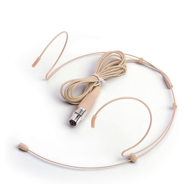 Lightweight Beige 4-Pin Mini XLR Bodypack Church Presentation Conferencing Headworn Condenser Microphone Metal Material