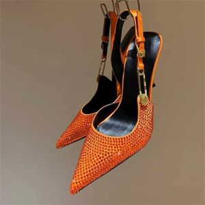 Sandales de luxe pour femme, chaussures à bout pointu, talons aiguilles ornés de strass pour dames - Product Image 2