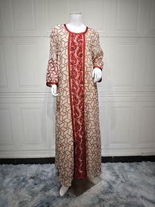 Abito Musulmano da Donna di Alta Qualità, Stile Vintage per Eid, 100% Cotone, Linea A, Lungo, Alla Moda con Perline e Rete, per Autunno ed Estate - Product Image 5