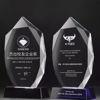 Vente en gros Guangzhou personnalisé K9 Sublimation Base bleue Diamant Face Crystal Award Trophée Plaque Grande Sculpture d'animaux au laser