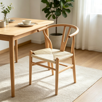 Chaise de salle à manger en bois massif avec dossier en Y, assise en corde de papier tressée à la main, pour salle à manger, cuisine, maison, restaurant, meubles