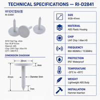 Étiquette RFID UHF 860-960 MHz à clou, étanche, passive, pour suivi des arbres et gestion forestière