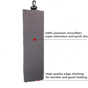 Wholesale Quick Dry Custom logo Printed Recycled Microfiber Waffle Caddie Golf Towel with <b>Hook</b> - Product Image 6
