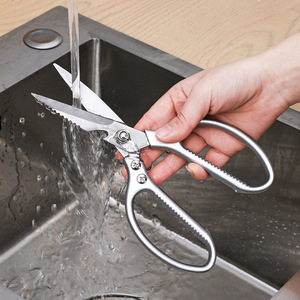 <b>Kitchen</b> Scissors Stainless Steel Multi Functional With Bottle Opener Non Slip Grip For Chicken Bone Cutting - Product Image 2
