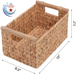 ตะกร้าใส่ผักตบชวาสำหรับใส่ของ,ชุดที่จับไม้02ชิ้น - Product Image 3