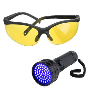 Gafas de seguridad con linterna UV y montura ajustable, lentes de policarbonato de 365-395 Nm para trabajos de laboratorio químico - Product Image 1