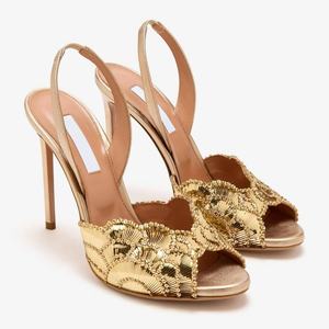 Sandalias de tacón alto sexys de verano para mujer, con decoración brillante y cordones, para bodas y fiestas. - Product Image 6