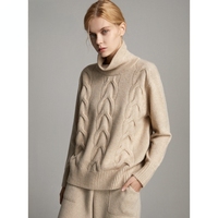 Pull en cachemire 100% pour femmes, nouvelle collection automne-hiver, col superposé, tricoté, épaissi, chaud