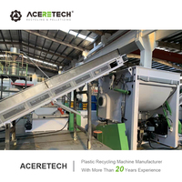 Laveuse de plastique automatique Aceretech haute capacité 1500 kg/h avec moteur, boîte de vitesses et roulement pour l'élimination des étiquettes - Certifiée CE