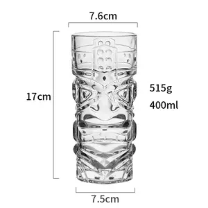 400ml Machine Made Stock Creative Highball Wine Glasses Hawaiian Style Tiki Cocktail Glass Mugs Tall Water Drinking Glasses