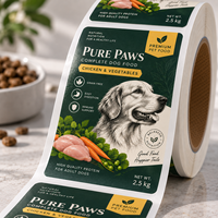 Étiquettes personnalisées pour emballages d'aliments pour animaux de compagnie, autocollants adhésifs BOPP résistants à l'eau et à l'huile pour sachets de nourriture pour chiens et chats