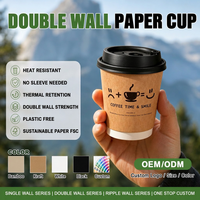 Gobelets en papier jetables personnalisés avec couvercle pour café et thé chaud, 4oz, 8oz, 12oz, noirs, pour vente en gros et emballage à emporter