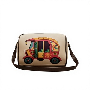Sac à bandoulière en cuir PU imprimé dessin animé avec fermeture éclair, sac à main en polyester pour femme, idéal pour un usage quotidien - Product Image 1