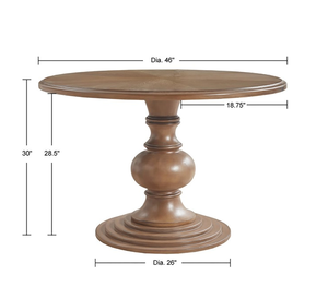 46" <b>Round</b> Pedestal <b>Dining</b> <b>Table</b> Walnut Modern <b>Solid</b> <b>Wood</b> Assembled - Product Image 2