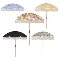 Premium Canvas Fringed Beach Umbrellas with Tassels, Custom