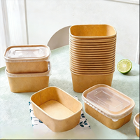 Boîtes à lunch jetables en papier kraft, boîtes de pique-nique, boîtes à lunch pour l'emballage des aliments et des fruits, boîtes en papier