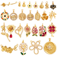 Mode romantique doux coloré Rose soleil Lotus fleur arbre pendentif à breloque, émail pièce arc-en-ciel fille cadeau fête bijoux approvisionnement L56