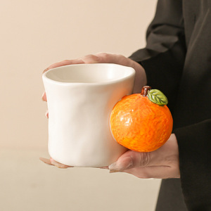 Personalized Fruit Handle <b>Ceramic</b> Mug Cute Apple Orange Couple Coffee <b>Cup</b> - Product Image 4