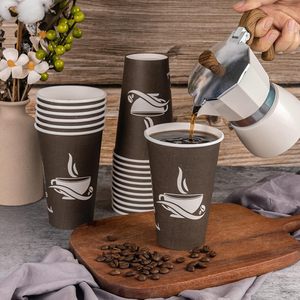 Gobelets à café jetables à double paroi en gros avec couvercles en plastique, logo personnalisé imprimé pour boissons chaudes, gaufrage sur papier kraft - Product Image 2