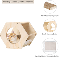 Étagères murales modernes et robustes pour chats avec 3 marches, griffoir et hamac, pour chats d'intérieur (Bois) – Vente en gros