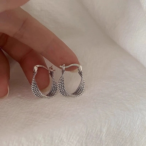FY-EK554 S925 <strong>Sterling</strong> <strong>Silver</strong> Twisted <strong>Earrings</strong> for Women <strong>Silver</strong> Antiqued Vintage <strong>Small</strong>-Brand Design Simple <strong>Earrings</strong> - Product Image 3