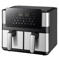 Four à friture numérique double 12L avec séparateur, 2 zones de cuisson indépendantes, panier compatible lave-vaisselle, 10 fonctions prédéfinies, usage hôtelier