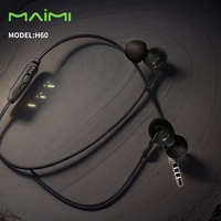 Maimi Earphone olahraga, Earphone tekan tangan gratis di telinga dengan kabel harga rendah Headset earbud kabel 3.5mm