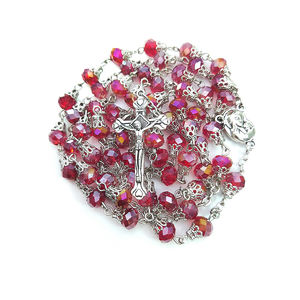 Taufe Perlen Kristall Rosenkranz Heiliges Kreuz Halskette Farben Gebets perlen Katholische Kirche Renommiertes Werbe geschenk - Product Image 4