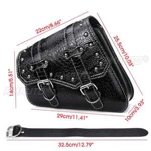 Sacs de selle de moto, pochette de rangement pour bagages, sacoches étanches, style cuir de crocodile noir, universel, Cafe Racer personnalisé - Product Image 6