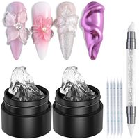 Gel sculptant en Gel 3D transparent Gel de sculpture sur main non collant avec stylo en Silicone pour ongles Fleurs 3D Salon de manucure