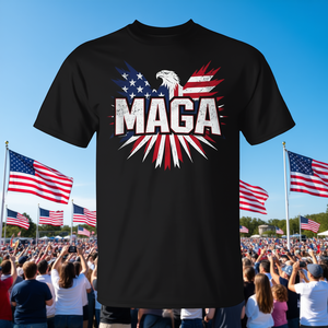 T-Shirt Unisex con Bandiera Americana e Aquila Patriottica, Girocollo, Manica Corta, Abbigliamento Promozionale Premium - Product Image 2