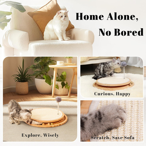 Eco-Friendly RuiFan Cat Scratcher Sisal <b>Scratching</b> <b>Pad</b> Modern Wood Toy Interactive Ball Spring Mental Physical Exercise - Product Image 2