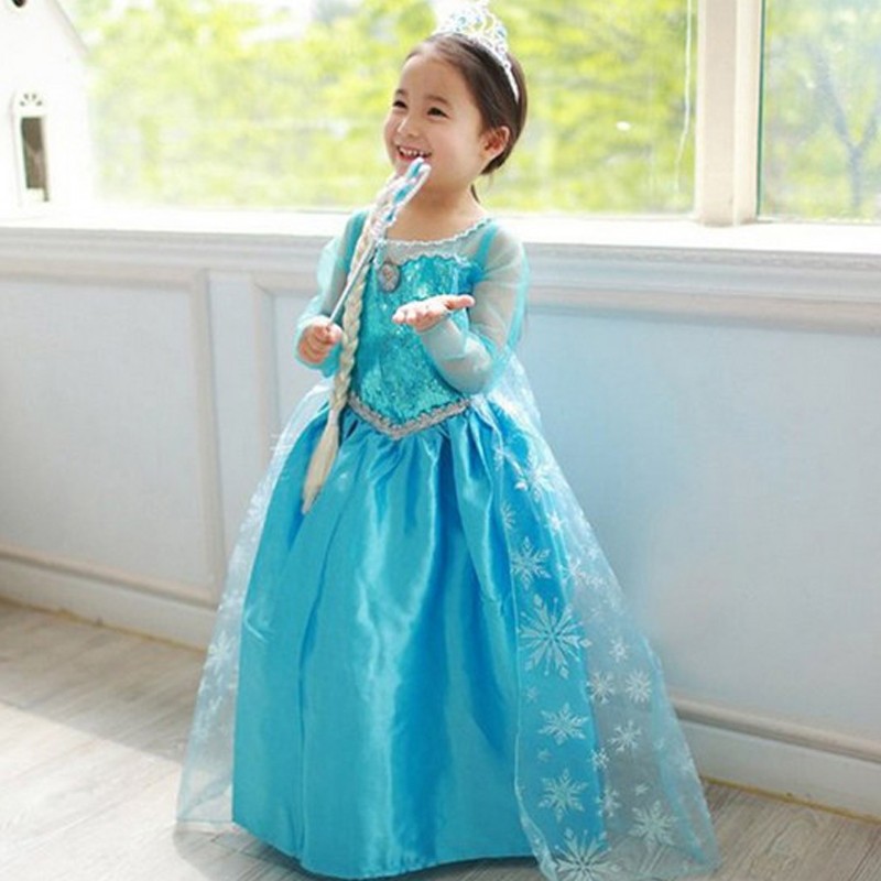 E142 Hoge Kwaliteit Fabriek Prijs Baby Kleding Bevroren Kostuum Kinderen Netto Ontwerp Cosplay Party Girl Dress