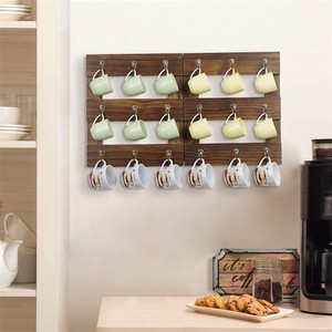 Retro Solid Wood <b>Wall</b> Mounted Coffee Cup Rack 3 Tier <b>Hanging</b> <b>Storage</b> Shelf For Kitchen Farmhouse Style - Product Image 1