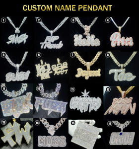 Colgante Personalizado con Nombre en Letras Vvs Moissanite, Estilo Hip Hop para Hombre, Colgante de Cadena 3D con Inicial de Diamante Baguette - Product Image 2