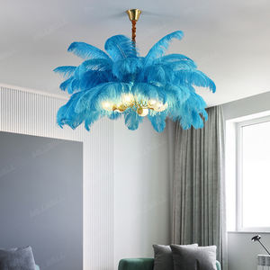 Lampe LED intelligente décorative amovible pour décoration d'hôtel support de <span class=keywords><strong>palmier</strong></span> moderne design en cuivre plume d'autruche lampadaire <span class=keywords><strong>lustre</strong></span> - Product Image 3