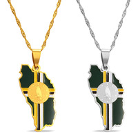 Pendentifs drapeau des Caraïbes personnalisés colliers en métal en forme d'île couleur émail drapeaux de plusieurs États Culture vacances voyage Souvenirs